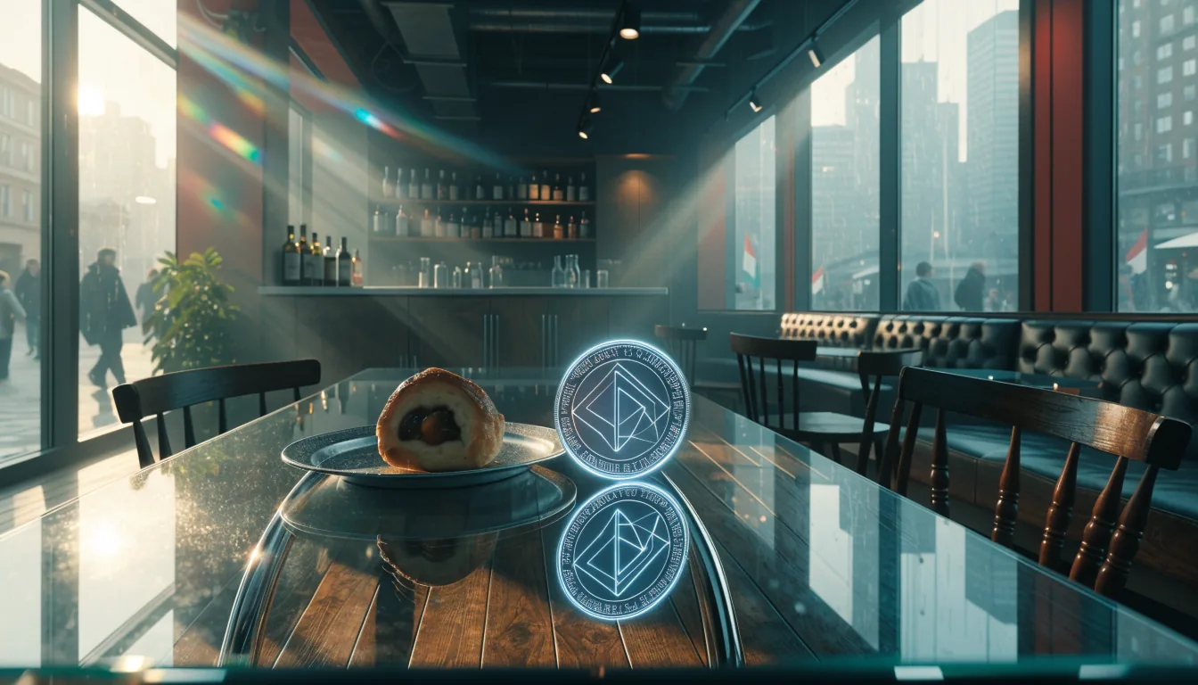 Kaffeehaus in Wien mit Cardano‑Münze und österreichischer Süßspeise