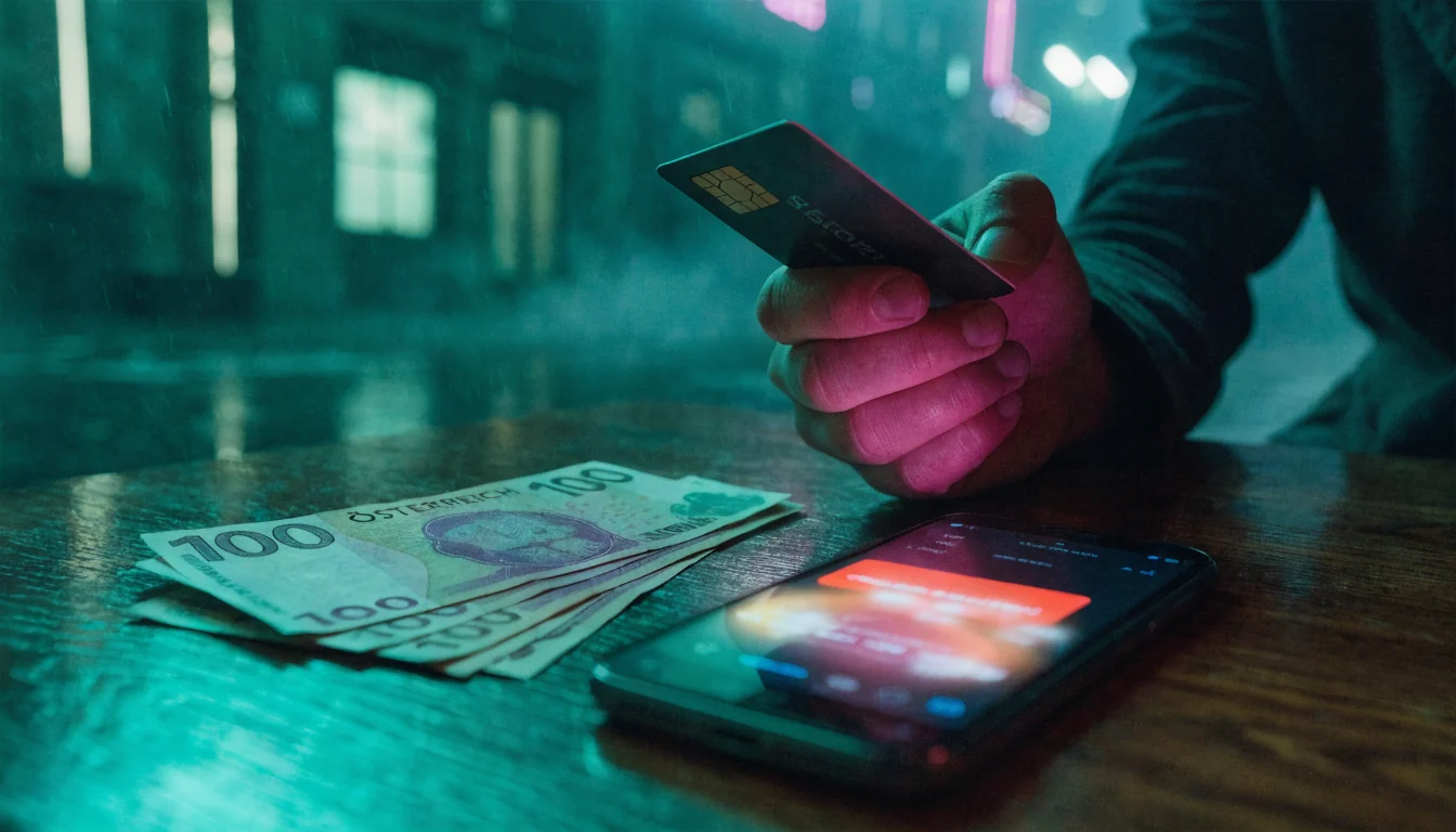 Kreditkarte und Geld in Café‑Umgebung