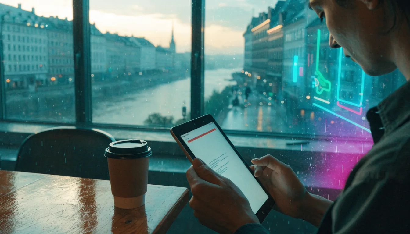 Person prüft Limit‑Balken auf Tablet